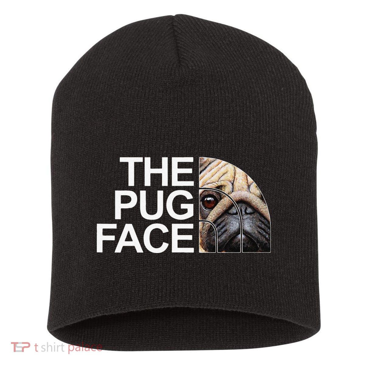 The Pug Face Dog Funny Pug Short Acrylic Beanie