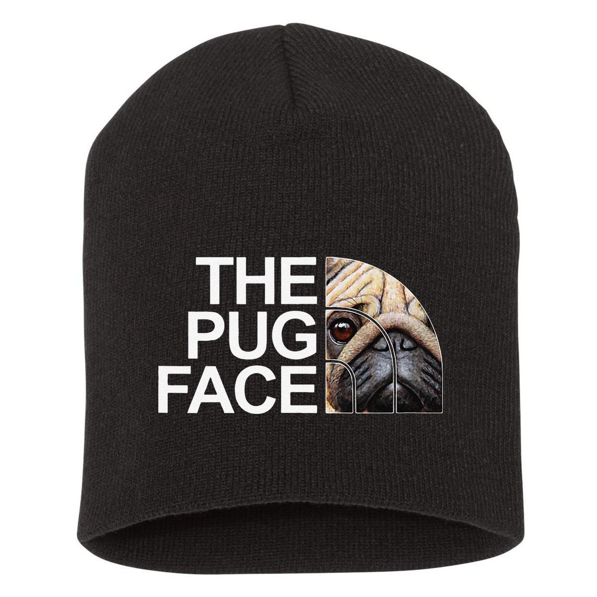 The Pug Face Dog Funny Pug Short Acrylic Beanie