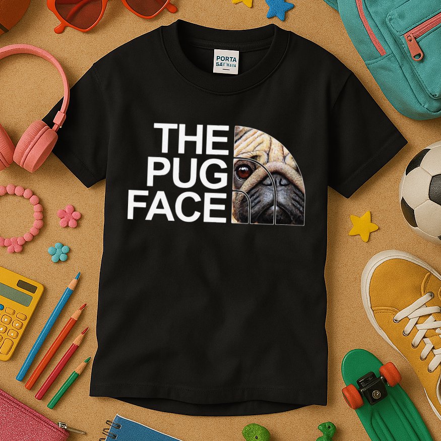 The Pug Face Dog Funny Pug Kids T-Shirt