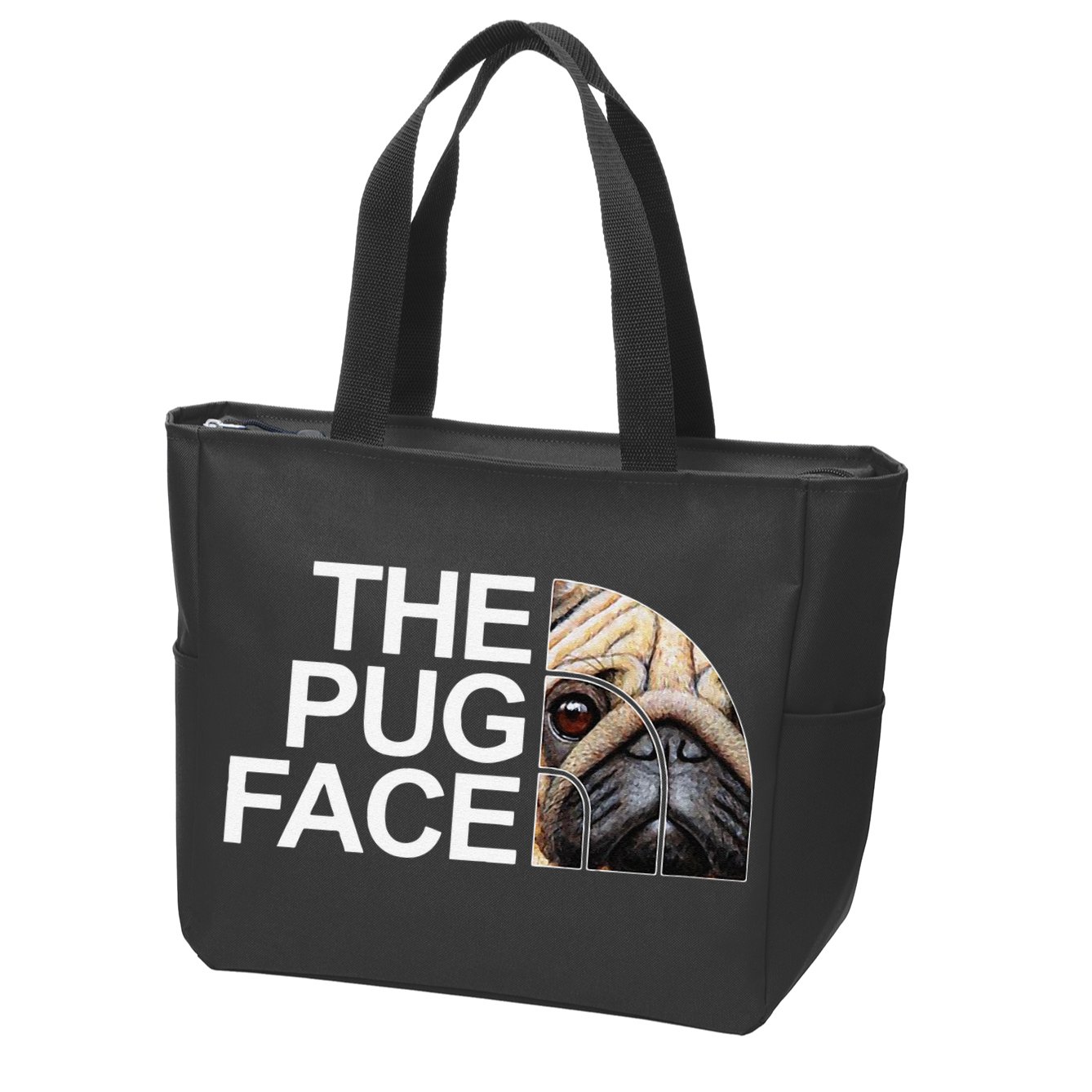 The Pug Face Dog Funny Pug Zip Tote Bag