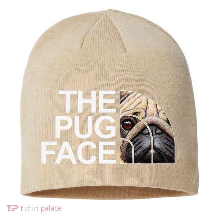 The Pug Face Dog Funny Pug Sustainable Beanie