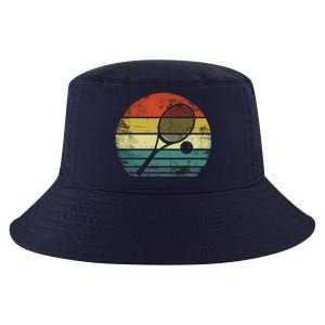 Tennis Player Gifts Retro Sunset Tennis Racquet & Ball Coach Cool Comfort Performance Bucket Hat