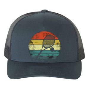 Tennis Player Gifts Retro Sunset Tennis Racquet & Ball Coach Yupoong Adult 5-Panel Trucker Hat