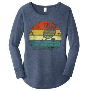 Tennis Player Gifts Retro Sunset Tennis Racquet & Ball Coach Women's Perfect Tri Tunic Long Sleeve Shirt