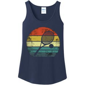 Tennis Player Gifts Retro Sunset Tennis Racquet & Ball Coach Ladies Essential Tank