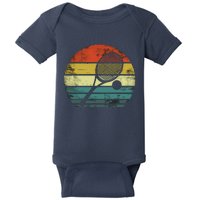 Tennis Player Gifts Retro Sunset Tennis Racquet & Ball Coach Baby Bodysuit