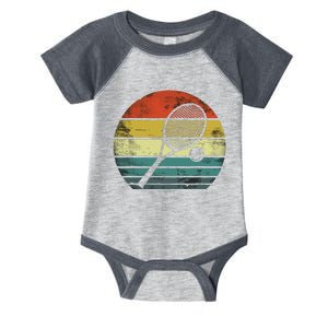 Tennis Player Gifts Retro Sunset Tennis Racquet & Ball Coach Infant Baby Jersey Bodysuit