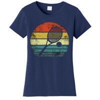 Tennis Player Gifts Retro Sunset Tennis Racquet & Ball Coach Women's T-Shirt