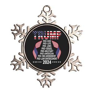 Trump Pro God Pro Life Pro Jobs Pro Israel Pro Military 2024 Metallic Star Ornament