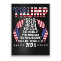 Trump Pro God Pro Life Pro Jobs Pro Israel Pro Military 2024 Poster