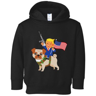 Trump Pug Gun Merica 2020 Election Donald Maga Dog Mom Gift Toddler Hoodie