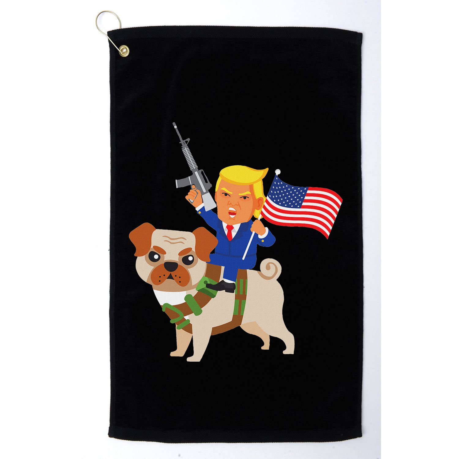 Trump Pug Gun Merica 2020 Election Donald Maga Dog Mom Gift Golf Towel