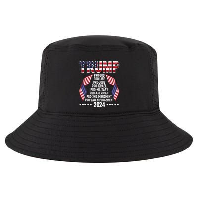 Trump Pro God Pro Life Pro Jobs Pro Israel Pro Military 2024 Cool Comfort Performance Bucket Hat