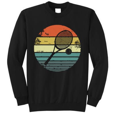 Tennis Player Gifts Retro Sunset Tennis Racquet Ball Coach Sweatshirt