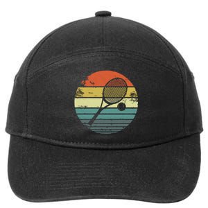 Tennis Player Gifts Retro Sunset Tennis Racquet Ball Coach 7-Panel Snapback Hat