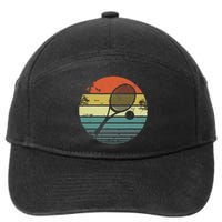 Tennis Player Gifts Retro Sunset Tennis Racquet Ball Coach 7-Panel Snapback Hat