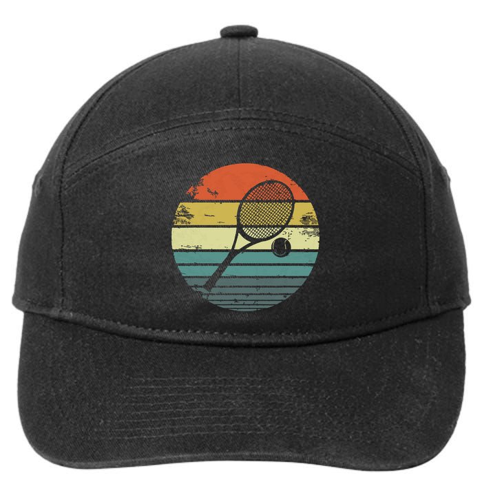 Tennis Player Gifts Retro Sunset Tennis Racquet Ball Coach 7-Panel Snapback Hat