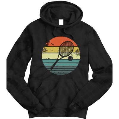 Tennis Player Gifts Retro Sunset Tennis Racquet Ball Coach Tie Dye Hoodie