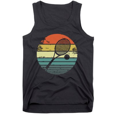 Tennis Player Gifts Retro Sunset Tennis Racquet Ball Coach Tank Top