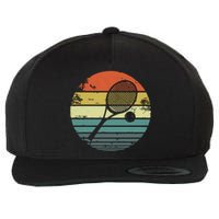 Tennis Player Gifts Retro Sunset Tennis Racquet Ball Coach Wool Snapback Cap