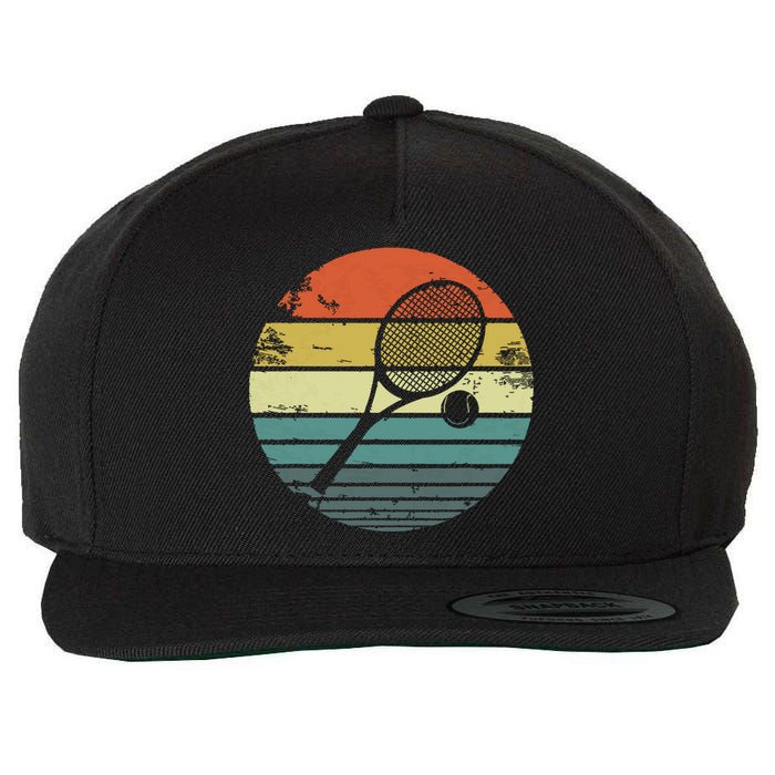 Tennis Player Gifts Retro Sunset Tennis Racquet Ball Coach Wool Snapback Cap