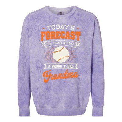 TeeBall Proud Grandma Teeball Player Sport Grandparents Day Colorblast Crewneck Sweatshirt