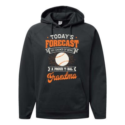 TeeBall Proud Grandma Teeball Player Sport Grandparents Day Performance Fleece Hoodie