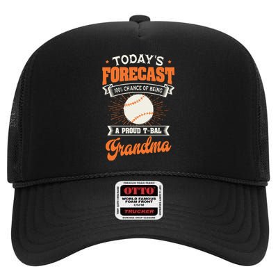 TeeBall Proud Grandma Teeball Player Sport Grandparents Day High Crown Mesh Back Trucker Hat