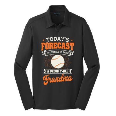 TeeBall Proud Grandma Teeball Player Sport Grandparents Day Silk Touch Performance Long Sleeve Polo