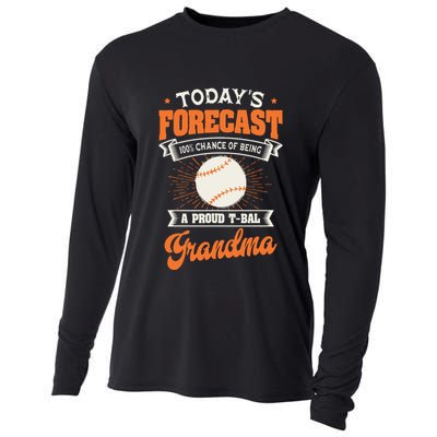 TeeBall Proud Grandma Teeball Player Sport Grandparents Day Cooling Performance Long Sleeve Crew