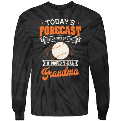 TeeBall Proud Grandma Teeball Player Sport Grandparents Day Tie-Dye Long Sleeve Shirt