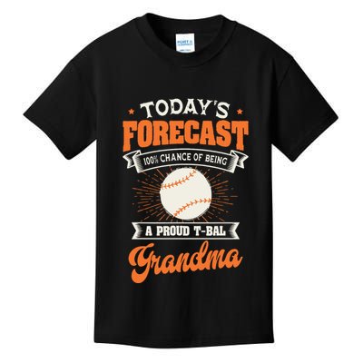 TeeBall Proud Grandma Teeball Player Sport Grandparents Day Kids T-Shirt