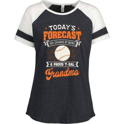 TeeBall Proud Grandma Teeball Player Sport Grandparents Day Enza Ladies Jersey Colorblock Tee