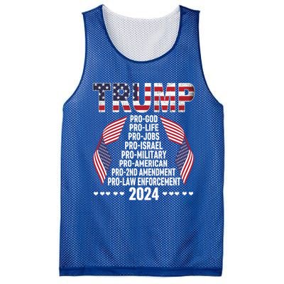 Trump Pro God Pro Life Pro Jobs Pro Israel Pro Military 2024 Cute Gift Mesh Reversible Basketball Jersey Tank