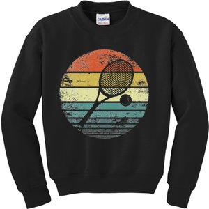 Tennis Player Gifts Retro Sunset Tennis Racquet & Ball Coach Kids Sweatshirt