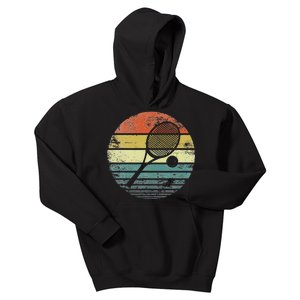 Tennis Player Gifts Retro Sunset Tennis Racquet & Ball Coach Kids Hoodie