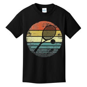 Tennis Player Gifts Retro Sunset Tennis Racquet & Ball Coach Kids T-Shirt