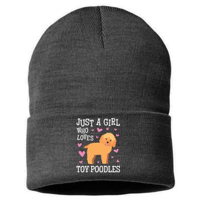 Toy Poodle Gift For Girls Women Just Girl Loves Toy Poodles Sustainable Knit Beanie