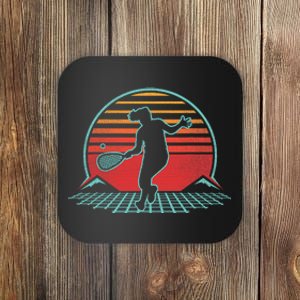 Tennis Player Gifts Retro Sunset Tennis Racquet Ball Coach Coaster