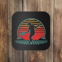 Tennis Player Gifts Retro Sunset Tennis Racquet Ball Coach Coaster