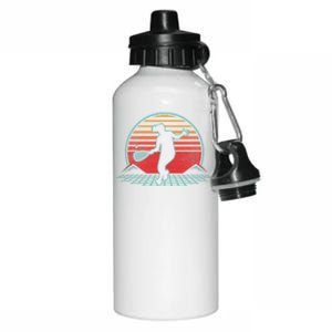 Tennis Player Gifts Retro Sunset Tennis Racquet Ball Coach Aluminum Water Bottle