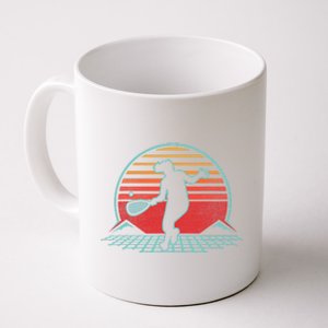 Tennis Player Gifts Retro Sunset Tennis Racquet Ball Coach Coffee Mug