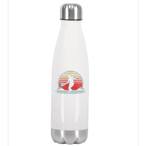 Tennis Player Gifts Retro Sunset Tennis Racquet Ball Coach Stainless Steel Insulated Water Bottle