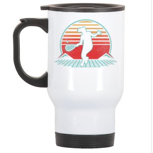 Tennis Player Gifts Retro Sunset Tennis Racquet Ball Coach Stainless Steel Travel Mug