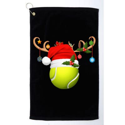 Tennis Player Gift Reindeer Santa Hat Tennis Ball Christmas Platinum Collection Golf Towel