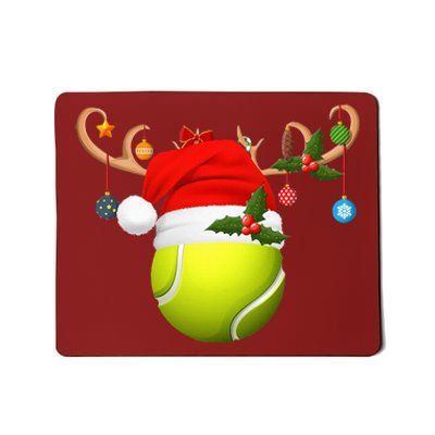 Tennis Player Gift Reindeer Santa Hat Tennis Ball Christmas Mousepad