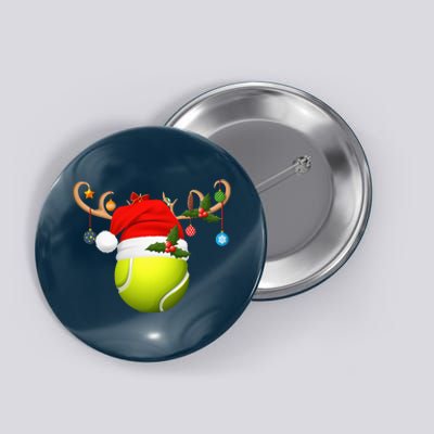 Tennis Player Gift Reindeer Santa Hat Tennis Ball Christmas Button