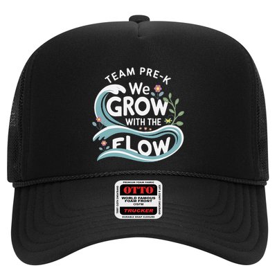 Team Prek Grow With The Flow With Playful Waves And Plants Trucker Hat