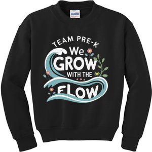 Team Prek Grow With The Flow With Playful Waves And Plants Kids Sweatshirt