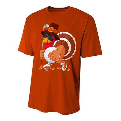 Turkey Playing Golf Thanksgiving Turkey Golf Funny Gift Performance Sprint T-Shirt